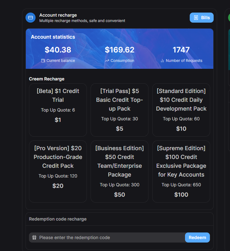 Wallet top-up page