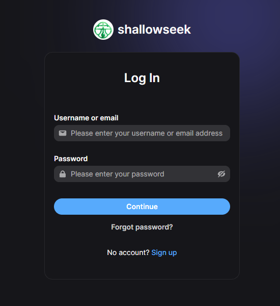 Login page