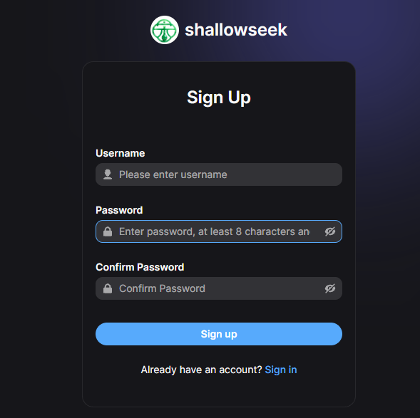 Registration page
